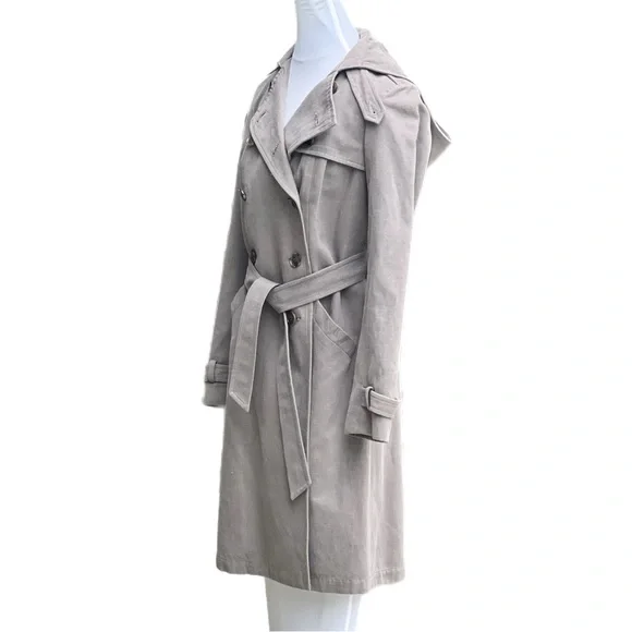 Gryphon New York Grey Hoodie Trench Coat Small Excellent used Condition - Picture 6 of 16